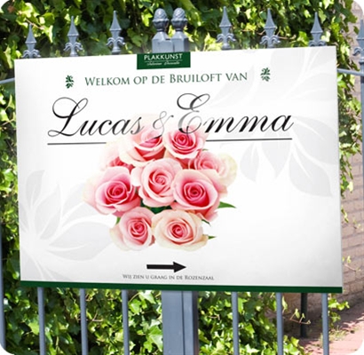 Trouwdecoratie Roos Bewegwijzeringbord Rozen