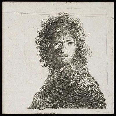 Poster & Gallery prints Rijksmuseum Zelfportret Rembrandt met pen, Poster